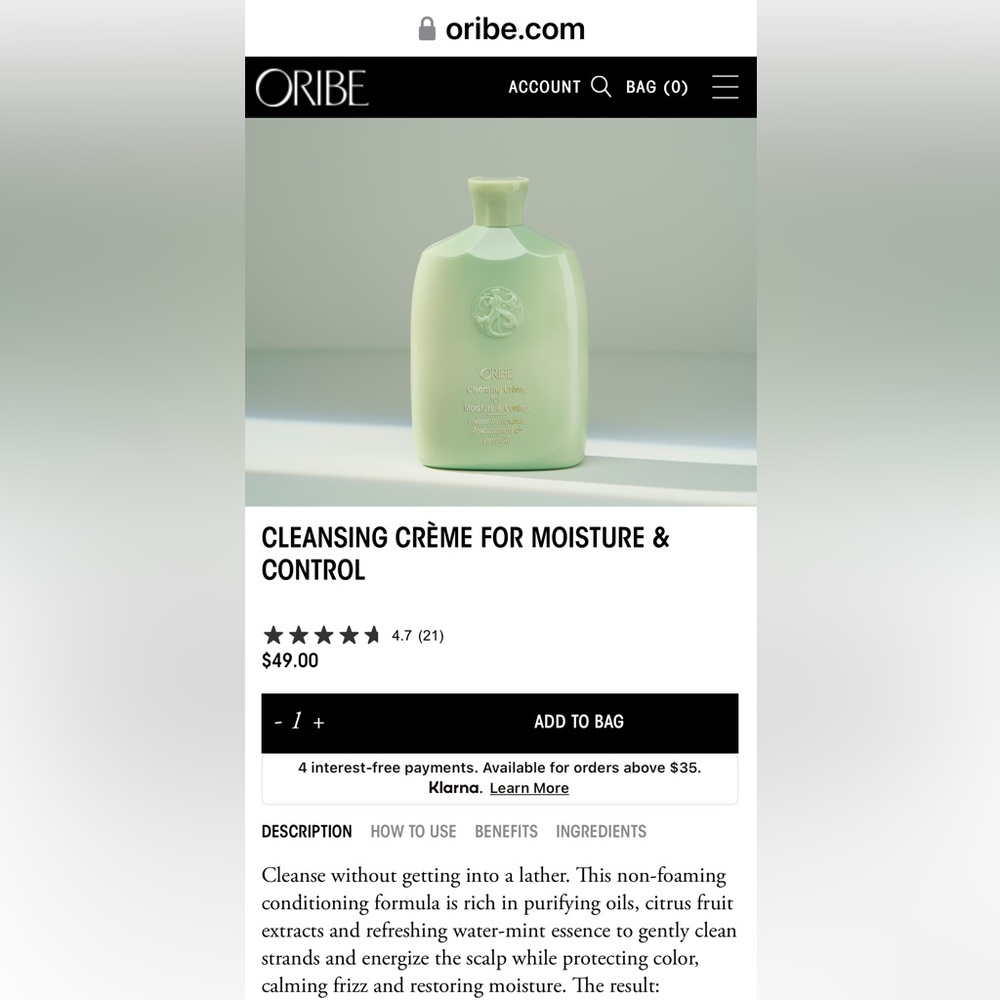 ORIBE cleansing cream BNIB